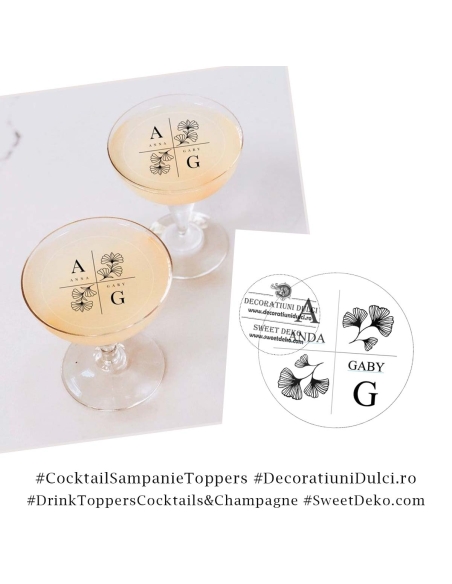Cocktail|sampanie - topper comestibil frunze de Ginkgo biloba