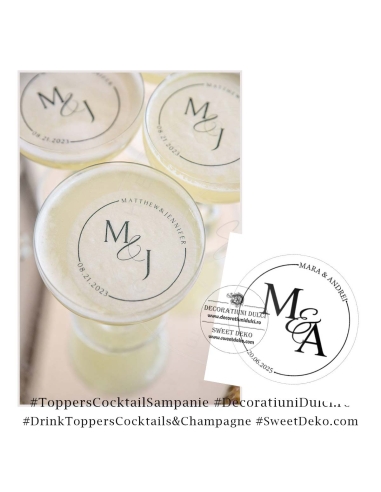 Toppers Cocktail|sampanie - Nume, initiale si data