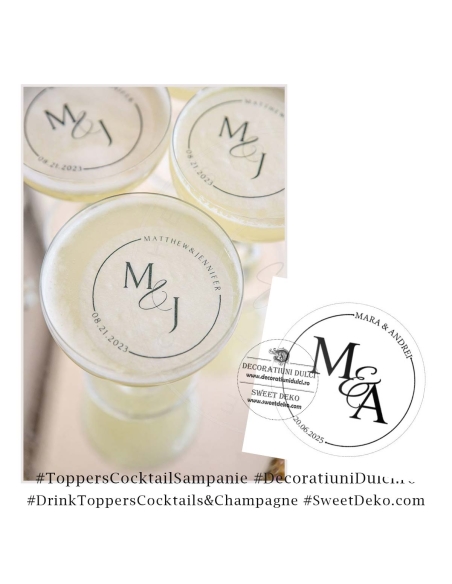 Toppers Cocktail|sampanie - Nume, initiale si data