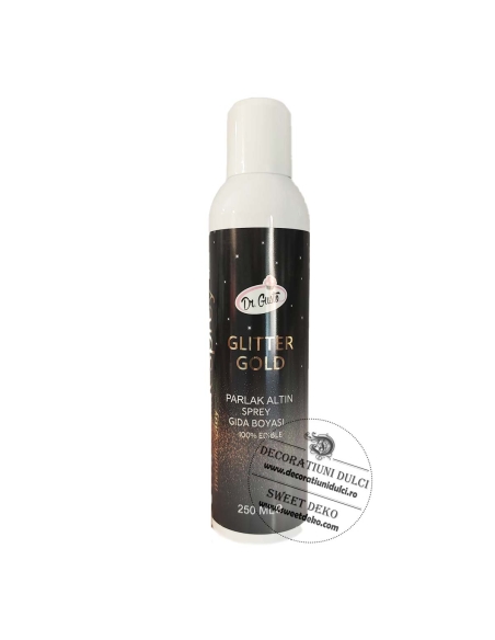 Spray alimentar auriu glitterat Dr. Gusto - 250ml.