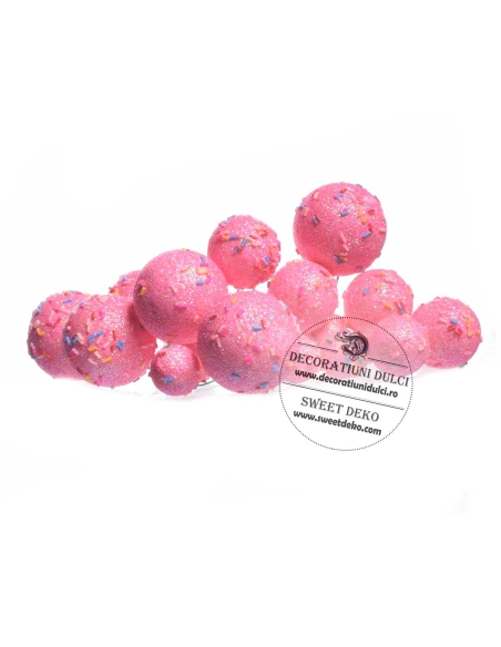 Sfere decor roz cu bombonici (20buc/set)