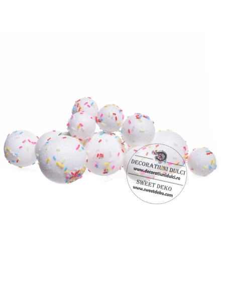 Sfere albe cu bombonici (20buc/set)