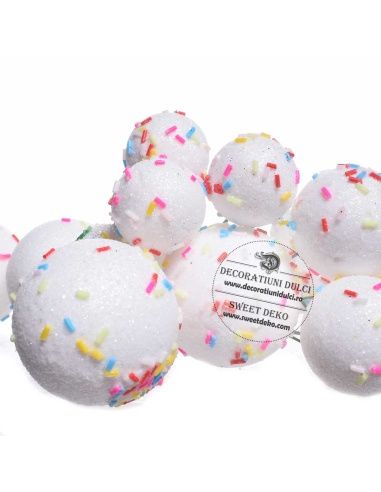 Sfere albe cu bombonici (20buc/set)