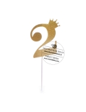 Topper din carton glitterat cifra 2 aurie