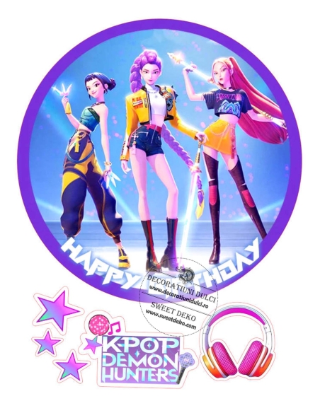 Huntrix decor pentru tort rotund