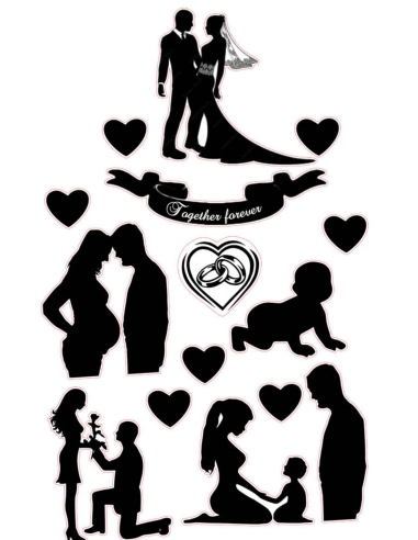 Siluete decor tort nunta - Our Love