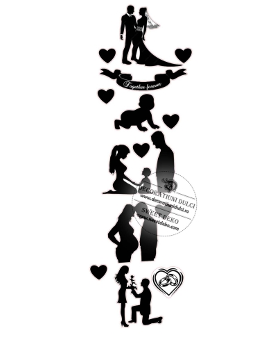 Siluete decor tort nunta - Our Love