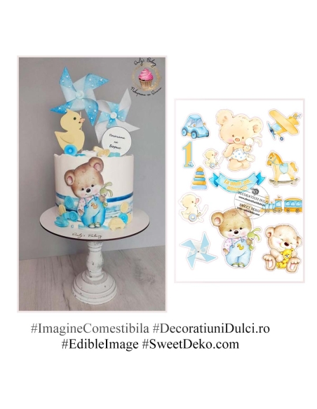 Ursuletii dulci, imagine comestibila pentru tort baietel