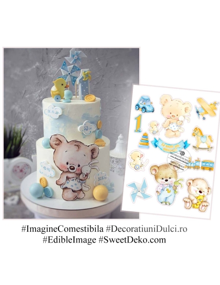 Ursuletii dulci, imagine comestibila pentru tort baietel