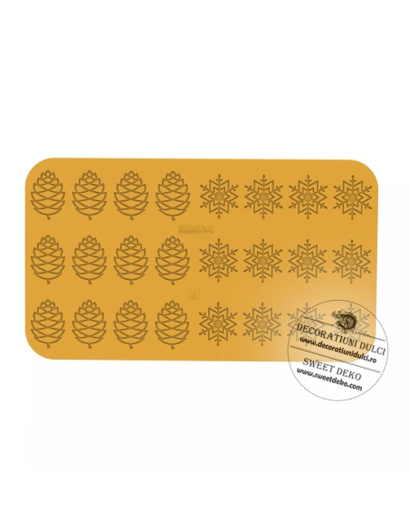 Mulaj broderie fulgi si conuri de brad | Inverno - silicon mold N12 pine cone
