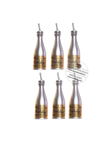 Set 6 lumanari sampanie argintii