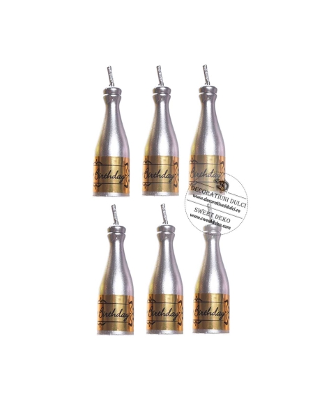 Set 6 lumanari sampanie argintii