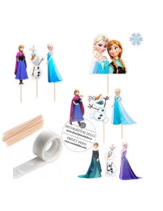 Mini toppers din carton Elsa, Ana si Olaf