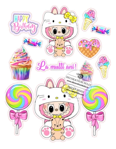 Imagine comestibila Hello LaBubu | Poza decor tort