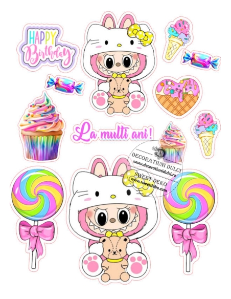 Imagine comestibila Hello LaBubu | Poza decor tort