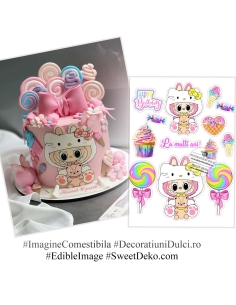 Imagine comestibila Hello LaBubu | Poza decor tort 2