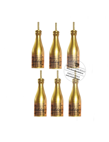 Lumanari mici sticle de sampanie aurie (set 6 /buc)