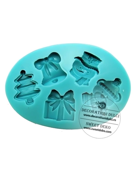 Mulaj elemente Craciun (cadou, brad, om de zapada, ursulet, clopotel)