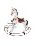 Decor din lemn cal balansoar decor alb rosu