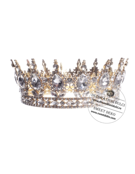 Coronita aurie cu pietre transparente - model Royal