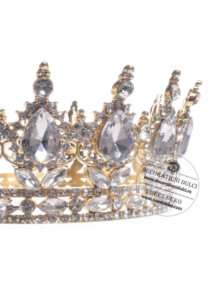 Coronita aurie cu pietre transparente - model Royal