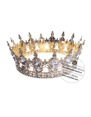 Coronita aurie cu pietre transparente - model Royal