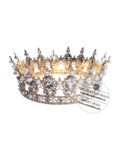 Coronita aurie cu pietre transparente si perlute 2