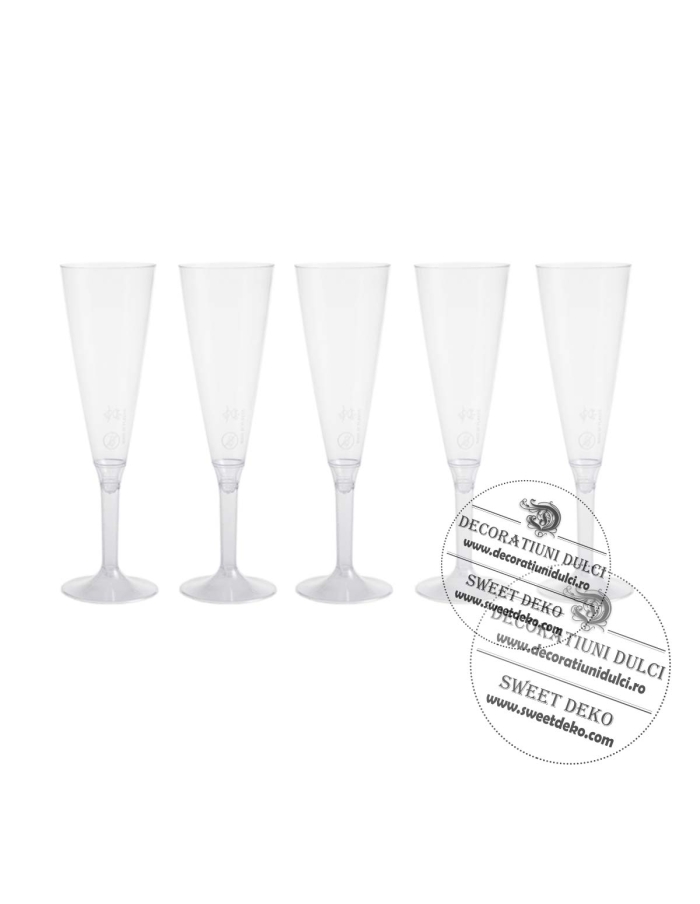 Pahare plastic cu picior | PS transparent set 10buc.