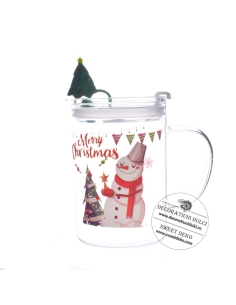 Cana sticla cu capac, decor Craciun