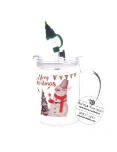 Cana sticla cu capac, decor Craciun 2