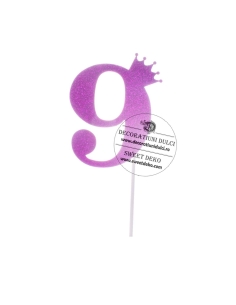 Topper din carton glitterat cifra 9 ciclame