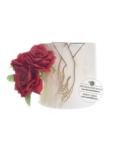 Topper flori - buchetel de trei trandafiri rosii