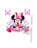 Cake topper din carton Minnie Mouse roz La Multi Ani!