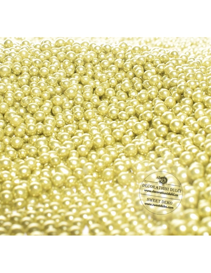 Perlute din zahar 3mm Metallic Olive Gold (100g)