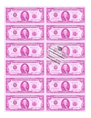 Imagine comestibila 100 USD roz