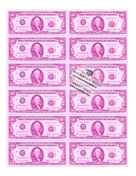 Imagine comestibila 100 USD roz