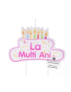 Lumanare tort cu mesaj roz, La Multi Ani