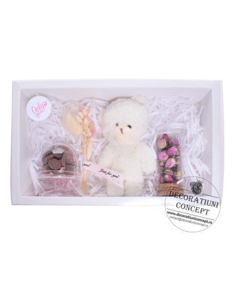 Cadou surpriza ursulet mic de plus si ciocolata