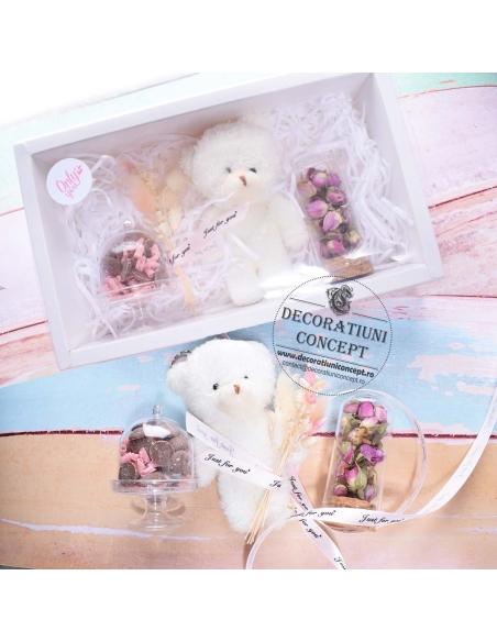 Cadou surpriza ursulet mic de plus si ciocolata