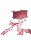 Panglica organza rosie cu margelute albe