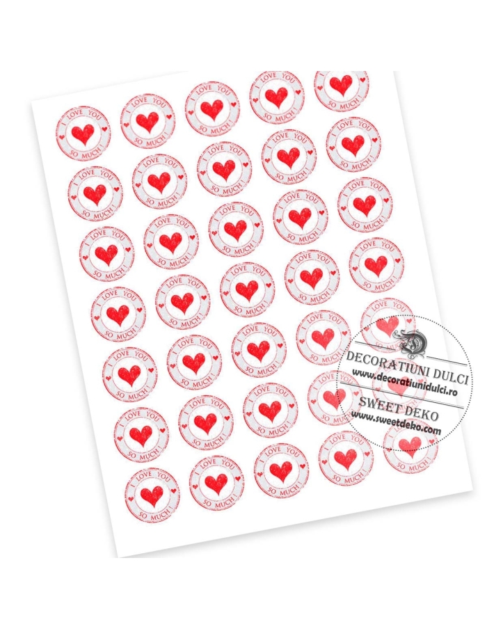 Etichete autoadezive stampila inimioara I Love You