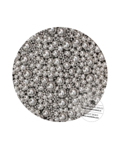 Perle decor din zahar silver 3-10 (100g.)