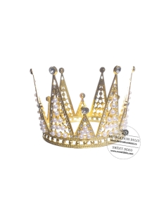 Coronita aurie cu perlute si pietre (diam. 10cm, h8cm)