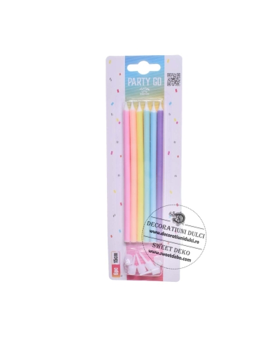 Set lumanari pentru tort,  culori curcubeu 15 cm