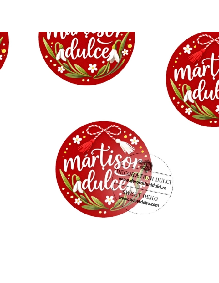 Etichete autoadezive | Martisor dulce cu fundal rosu