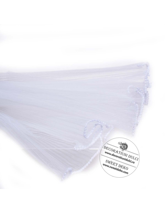 Organza plisata cu perlute pe margine