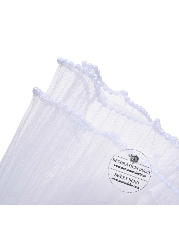 Organza plisata cu perlute pe margine