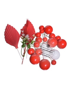 Decor mix sfere alb-rosu si 2 decoratiuni carton roz