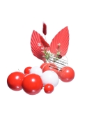 Decor mix sfere alb-rosu si 2 decoratiuni carton roz