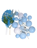 Decor mix sfere alb-albastre si 2 decoratiuni carton